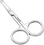 TIAGO Nose Hair Scissors, Facial Hair Trimming Scissors, Stainless Steel Safety Small Grooming Scissors for Eyebrows, Nose, Beard & Mustache Scissors (Set of 1, Silver)
