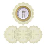 Kuber Industries Placemat | Dining Table Placemat | Center Table Mats | Round Plain Net Placemat Set | Side Table Placemats for Hotel-Home Décor | 20 Inch | Pack of 4 | Cream