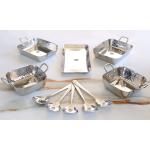 Indian Art Villa Stainless Steel Hammerd 10 Pcs Rectangular shape Serving Set, Serveware Tableware, Dinnerware for Home and Restaurants