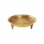 Spillbox Innovation LLP Traditional Handcrafted Brass Mukali / Brass Stool / Brass Peeta / Brass Mukkali Trumpet / Brass Chowki Pooja for God Idols (9cm x 2.5cm)