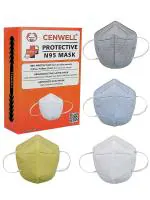 CENWELL 4 Pcs BIS Certified FFP2 N95 Mask - 5 Layer Anti-Pollution Breathable Reusable & Washable Face Mask Ear-loop Model with Head-Band Converter Strip (Multi Color)