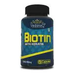 VedaneQ Biotin with Keratin for Healthy Hair, Nails & Skin Dietary Supplement Vegetarian 60 Capsules