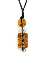 Astroghar Tibetan Buddhist Auspicious Om Mani Padme Hum Engraved Lucky Charm Yellow Pendant For Men And Women