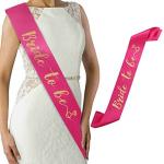 Party Midlinkerz Fabric Bride To Be Golden Lettering on Dark Pink Satin Sash Ribbon with Balloon Photo Booth Props