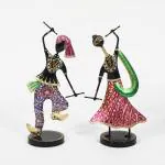 KREATIVE HOUSE Rajasthani Metal/Iron Garba Couple Set of 2 Black (Multicolor) Home Decor Items for Living Room/Bedroom - Gifts