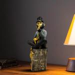 Karvaan Decorative Monkey Figurine with Saxophone | Handcrafted Monkey Sculpture in Suit and Top Hat | Elegant Home Decor Showpiece for Living Room, Office, or Study | 21 cm Height