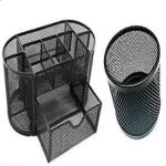 JELLIFY Pack of 2 Black Mesh Metal Pen Pencil Holder Table Desk Organizer for Home Office Pen Stand For Office Table, Study Table Gift