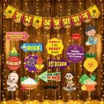 Zyozique Annaprasanam Bunting Banner Hindi Font With Photo Booth Props And Rice Light | Rice Ceremony Decorations Items/Rice Ceremony Props (Pack Of