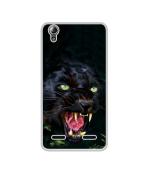 Casotec Angry Black Tiger Face Design Printed Silicon Soft TPU Back Case Cover for Lenovo A6000 / A6000 Plus