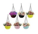 SEVOU Hanging Planters for Balcony Resin Flower Pot with Chain Hanging Porch Garden Bedroom Living Room (Pack of 6)