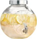 FYRLA Glass Cold Water Mason Jar Beer Dispenser, Clear, Beverage Drink Dispenser, Glass Pitcher with tap/Spigot and Steel lid | Drink Dispenser | Mason Jar | Glass Pitcher with tap | Spigot and Steel lid | Water Pitcher for Detox Water (Lemon shape-5 Ltr)