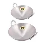 Kitchen Shopee Aluminium Cookware Set 2 Pes Combo Kadhai Cooking Deep 9 12 In 6.75 L Silver