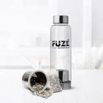 Fuze Borosilicate Glass Bottle with Removable Filter & 1 pack of Alkaline Balls(Black) 500Ml
