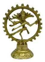 Kalarambh Brass Natraj Idol Murti Statue for Dance Studio Home Office Table Decor Collectible Handicraft Art, Yellow, 4 x 2 x 5 Inch (L x W x H)