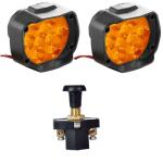High Power Heavy Duty Yellow Color 9 LED Fog Lights with Piece Pul Push Switch for Bikes and Cars (pack of 2)