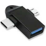 Crossvolt Black Type C and Micro OTG 2 in 1 Male to USB A 3.0 Female High Speed Data Transfer For Laptop Mobiles