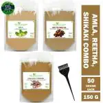 Shudh Online Amla Reetha Shikakai Powder for Hair combo (50g each - 150g), Ritha Sikakai/Shikekai&sikakai Awla Hair Pack Power (Natural Mix Shampoo)