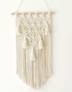 Saaz Macrame Wall Hanging Art Woven Tapestry, Beautiful Geometric for Apartment, Home Decor, Living Room Decoration (50cm x 30cm) - Set of 1 Beige