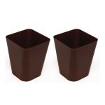 Gluman Brown Plastic Dustbin Set of 2 (6.5 L