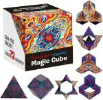 PRAYOSHA ENTERPRISE Magic Cube Shape Shifting Puzzle Box - Magnetic Cube Puzzle Fun Cube - Fidget Cube Mind-Challenging Fun Game Magnetic Cube Transforms Into Over 70 Shapes (Multi-Colour & Design)