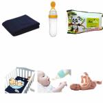 BBYARAJ Food Feeding Silicone Bottle  90ml  Quick Dry Sheet  Baby Bed Protector  Waterproof  midium size  Wet Wipes with lid 80 Wipes
