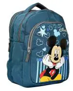 Kuber Industries Disney Mickey Mouse Printed Green Rexine School Bag for Girls and Boys