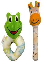 CUBS & HUGS Face Rattle Soft Toy Pack of 2 for Babies