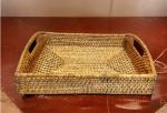 DISHA ENTERPRISE_Handcrafted Rectangular Cane Tray with Handles (Length- 38 cm, Width- 25 cm, Height- 8 cm)