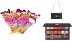 Glamour Beauty Makeup brushes pack of 20 and Eyeshodow palette professional series caiji purple combo