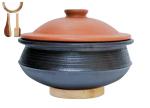 Craftsman India Online Black Clay Handi Biryani Pot With Lid, 1 L