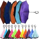 CABTY C Shaped Handle Double Layer Umbrella | Inverted Reversible No Drip Umbrella with C Shape Handle | Umbrellas for Women with Uv Protection | Upside Down Umbrella | Chhata | Chhatari | Rain Umbrella | Portable Umbrella (Pack Of 1, 8L x 80W x 8H)