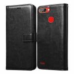Coverage Faux leather Wallet with Back Case TPU build Stand & Magnetic Closure Flip Cover for itel A46 - Venom Black