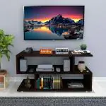 Furnifry S-Shape TV Unit/Set-Top Box Stand For Living Room & Rooms (31x16x15 inches, Brown)
