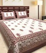 HOME@SHOP 144 TC Cotton Double Jaipuri Prints Flat Bedsheet (Pack of 1, Multicolor)