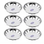 Sharda Metals Silver Stainless Steel Heavy Fancy Dishes, 6-5 Inch (Set Of 6)