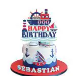 Zyozique Nautical Cake Topper - Baby Sailor Theme Happy Birthday Decor boy girl Birthday Party Decoration
