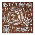 Tamatina Multicolor Warli Art Unframed Tribal Art Classic Indian Art Canvas Painting - 36X36 Inch