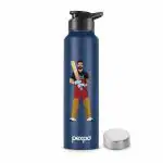 PEXPO RCB Virat Edition Cricket Bottles|Official Water Bottle Partner|Chromo|Fast Fridge Cooling includes Dual caps|Sipper & Steel|1L Denim Blue|Sports,Office,Gym,School,Yoga, Trekking, Adults & Kids
