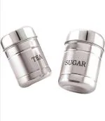 DARAZ Stainless Steel Set of 2 Tea and Sugar Container, Tea Sugar Dabba Set - 700 ml Steel Tea & Sugar Container Big Size Home And Kitchen Use Tope Container