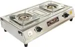 Safeline Plus Stainless Steel Automatic Ignition Gas Stove 2 Burners Silver Color (ISI Certified)