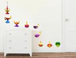 Rawpockets ' Colourful Diya ' Wall Stickers Self Adhesive Sticker