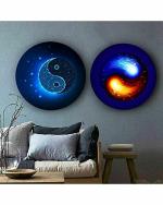 The Artment Your Artistic Apartment Unframed Multicolor Round Canvas Wall Decor 30 cm (Set of 2)