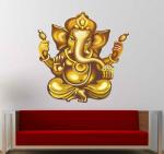 Lanstick Vinyl Multicolor Golden Lord Ganesha Image Self Adhesive Wall Sticker 24 inch