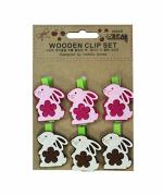 Weshopaholic Multolor 15.8 x 10.8 x 1 cm Wood Rabbit Featu clip (Pack of 6)