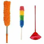 Vararo Washable Extendable Cleaning Broom with Pole Handle and Hand Duster