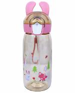 Toyshine Bunny Kids Water Bottle With Straw, Spill Proof Straw Valve - 550 ML - Beige