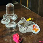 DARIDRA BHANJAN -Shivling with Nandi for Puja, Table-Home Decor, Latest Crystal Shivaling or Shiva Lingam, Crystal Sphatik Shivling with Nandi for Puja, Table-Home Decor, Car Dashboard and Gift (Shivling with Nandi)