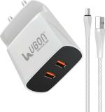 Ubon White Wall Charger With Inbuilt Mobile Stand