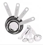 VARNA STAINLESS STEEL Measuring Cups & Spoons with Handles for Dry or Liquid Items (Set of 8)