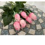 Bs Amor Pink Artificial Silk Rose Bud Flower Wet Touch Bouquet Home Decor Gifts (4 Pcs)